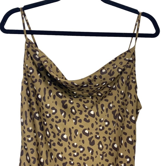 Urban Outfitters Mallory Leopard Print Cowl Neck Slip Dress Sz M Back Zip - Picture 3 of 15